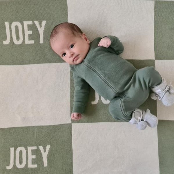 custom beige baby blanket