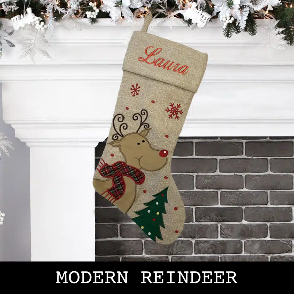 Modern Reindeer Christmas Stocking