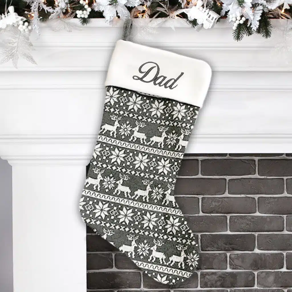 Grey Pattern Christmas Stocking