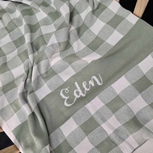 Custom Gingham Blanket light green blanket
