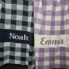 Custom Gingham Blanket pink blanket and dark blue blanket