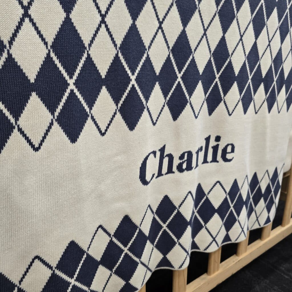 Custom Argyle Name Blanket