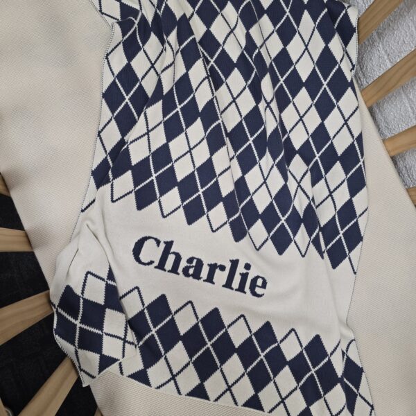 Custom Argyle Name Blanket