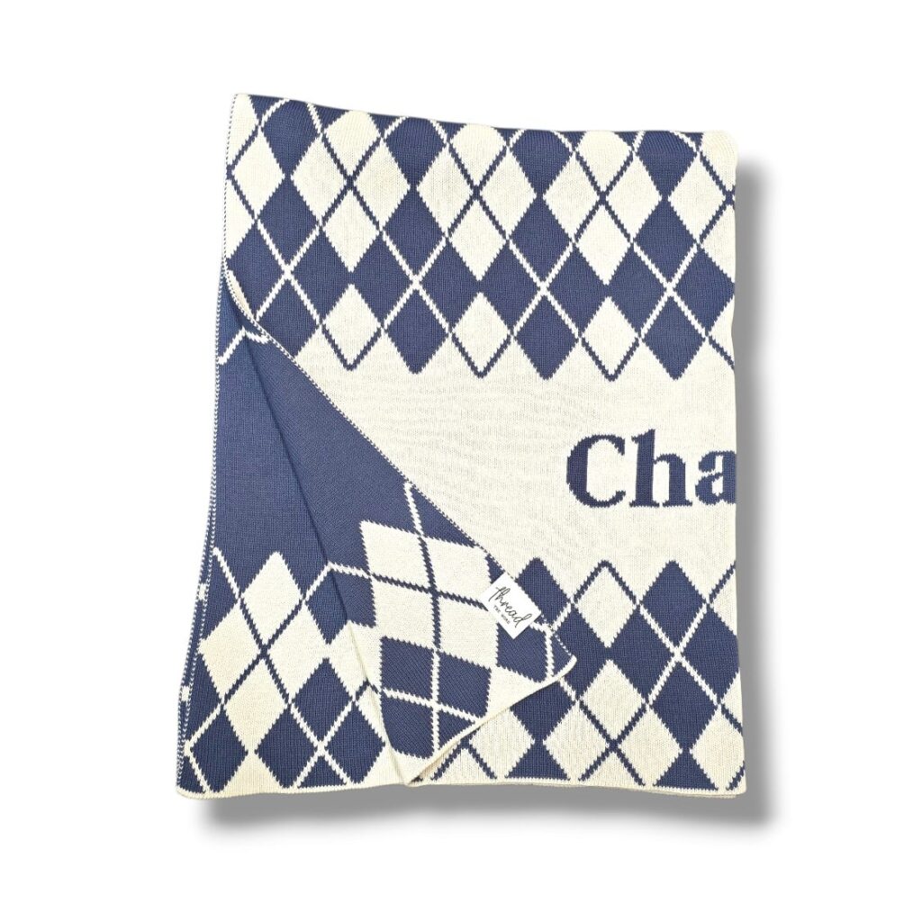 Custom Argyle Name Blanket
