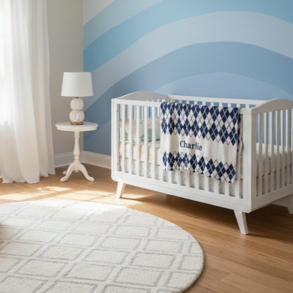 Custom Argyle Name Blanket