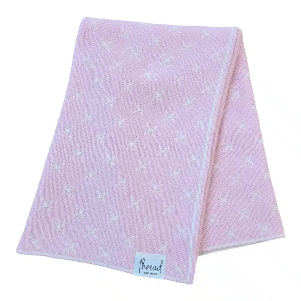 Premmie Blanket - Baby Pink Crosses