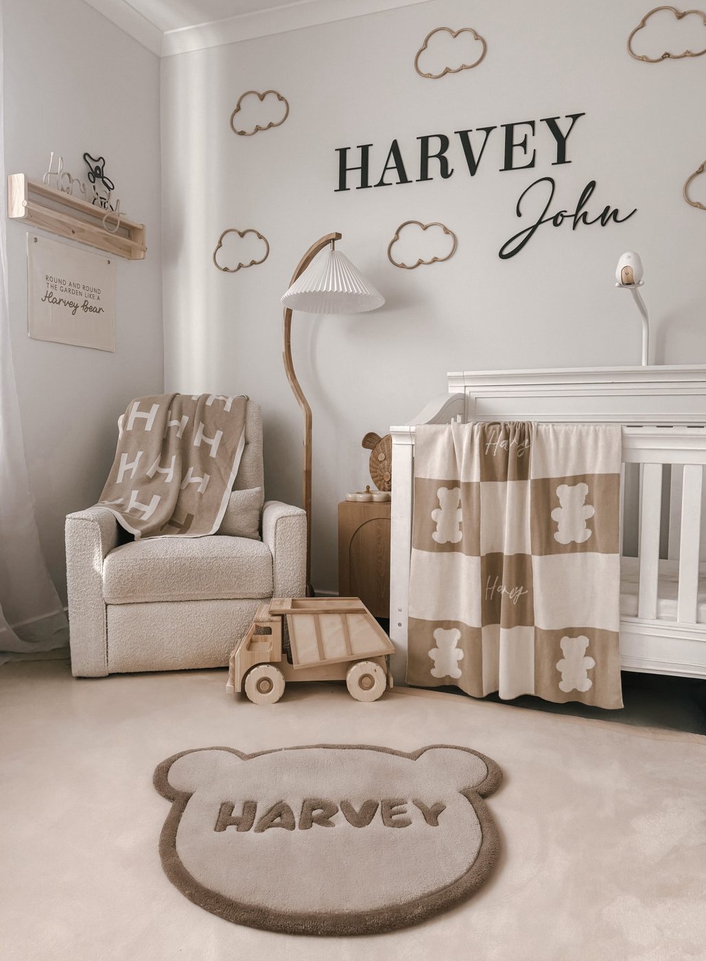 A nursery with personalised Thread The Word blankets